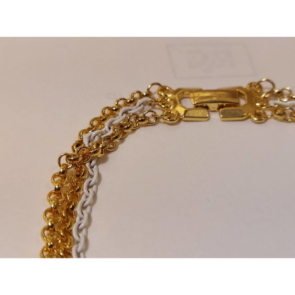 Vintage Castlecliff Gold White Tone Necklace Chain Link Choker NEW With Tags - Picture 6 of 13